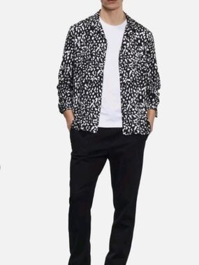 The Kooples┆M┆Flowing Regular Fit MENS Shirt┆Black & White┆263